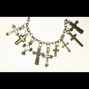 Bronzed cross charm bracelet